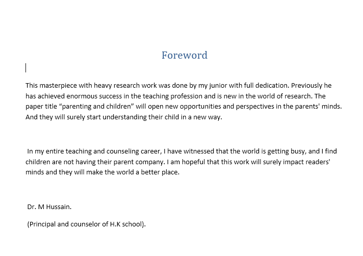 example of foreword 