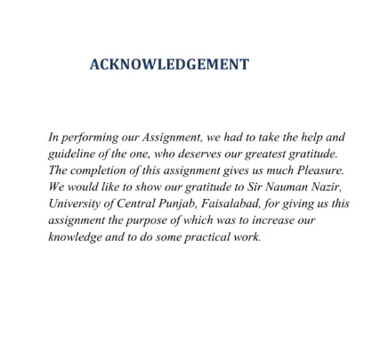 example acknowledgement for individual assignment