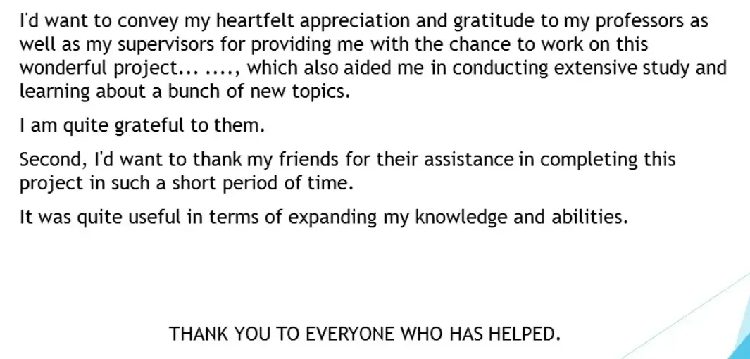5 Samples of Acknowledgement for Project of Class 8, 9 and 10 ...