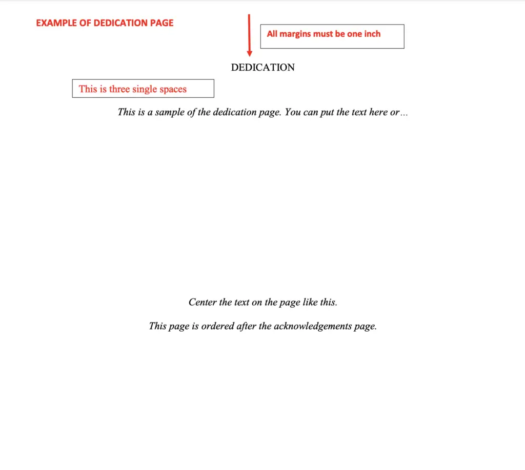 dedication format in thesis